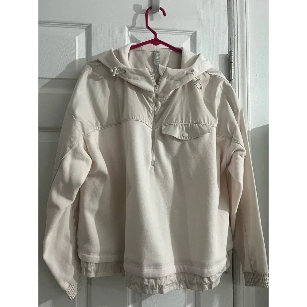 Athleta white cream jacket size medium soft jacket with pockets - Picture 1 of 14